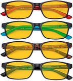 Eyekepper 4 Pack Blue Light Filter Glasses Classic Anti Screen Glare Computer Reading Glasses Amber Tinted +2.00