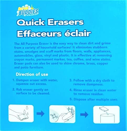 Quick Erasers - 2 Pack - White Vinyl & Plastic Rectangular ERASER - Easily Removes Crayon & Scuff Marks, Stains & Smudges - Shines Chrome, Brass & Copper