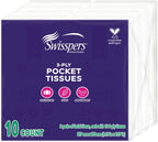 Swisspers Pocket Tissues, 3-Ply White Facial Tissues for Purse, Pocket, Car, Strong & Absorbent, 10 Tissues/Pack, 8 Packs (80 Tissues Total)
