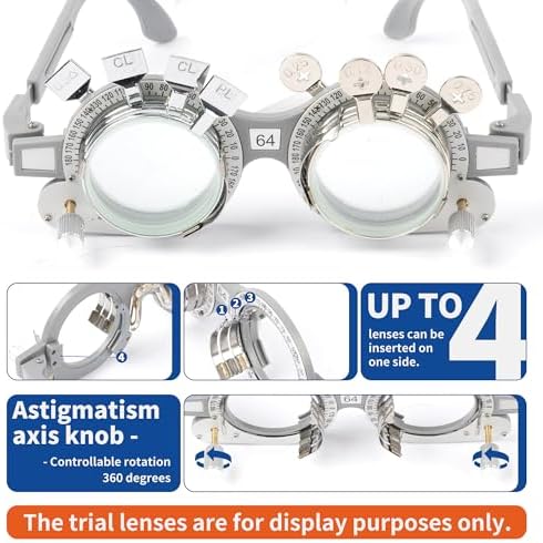 Optical Trial Lens Frame Fixed PD Optometry Frame (PD: 58/60/62/64/66mm) - Set of 5 Pieces - Suitable for Optometrists