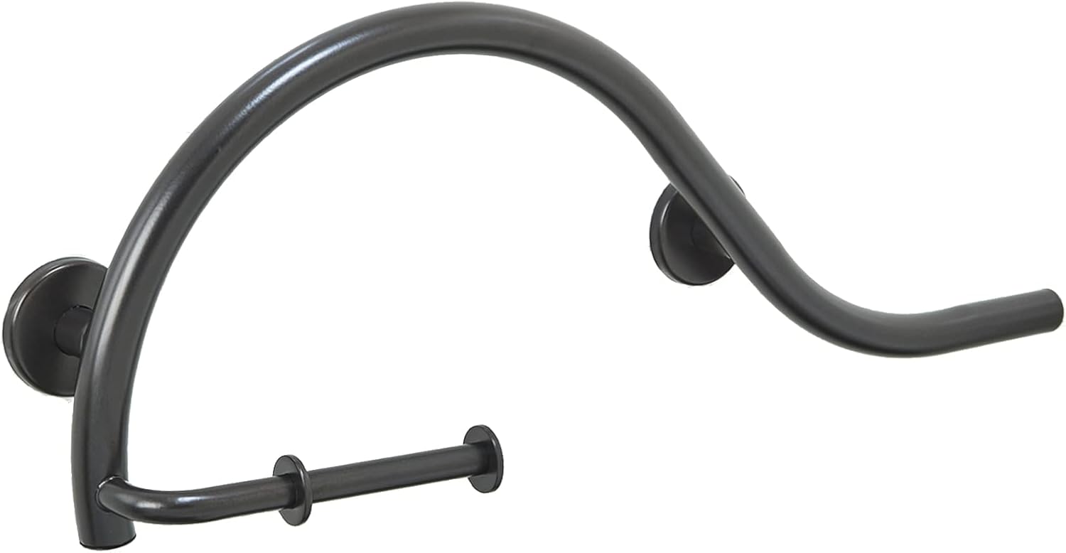 Grab Bar Toilet Paper Holder - ADA Bathroom Safety Handrail/Elderly Handicap / 304 Stainless Steel/Right/Oil Rubbed Bronze / 30" x 11"