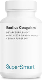 Supersmart Bacillus Coagulans Probiotic 4 Billion CFU per Day (High Absorption) - Lactobacillus Sporogenes Supplement | Non-GMO & Gluten Free - 60 Delayed Release Capsules