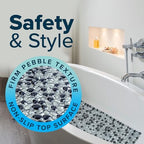SlipX Solutions Non Slip Pebble Bath Mat for Shower & Bathtub 38x17 | River Rock Look | Accupressure | Massage Bath Mats for Tub | 188 Suction Cups | Machine Washable, Dark Gray Pebbles