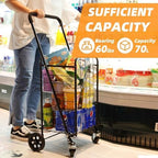 Foldable Shopping Cart with 360° Wheels, Collapsible & Lightweight Utility Cart for Groceries, Laundry, Travel, All-Purpose Rolling Trolley with Comfort Grip (Black, Small)