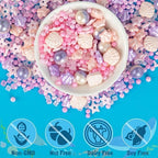 Twisweet Seashell Sprinkles for Cake Decorating, Edible Pink Sugar Sprinkles Purple Pearl Mix Baking Candy, Ocean Theme Cake Topper Cupcake Cookie Ice Cream Decorations, Birthday Children's Summer Theme Party Supplies (130g/4.58oz)