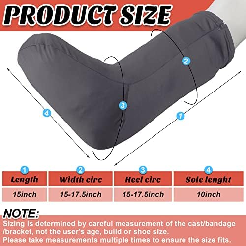 Boao 2 Pcs Leg Cast Cover, Medium Short Cast Sock Cover Below the Knee Leg Sleeve for Foot Men Women(Black, Gray)