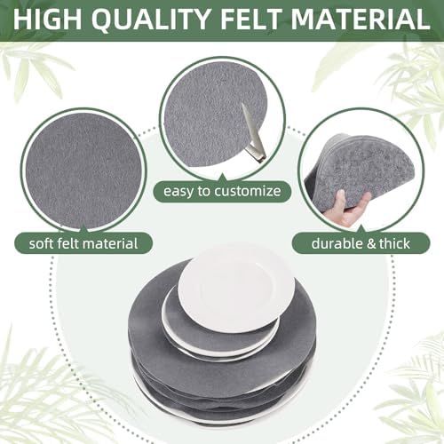 120Pcs Plate Separators Storage, Soft Felt Plate Dividers, Round Dish Storage Protectors Pads with 3 Different Size (Grey)