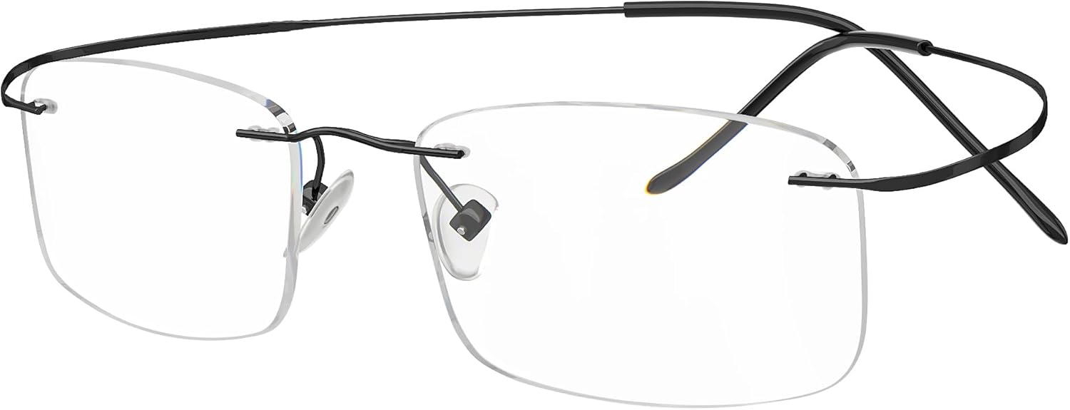 Eyekepper Titanium Rimless Reading Glasses Readers Men Women Black +2.25