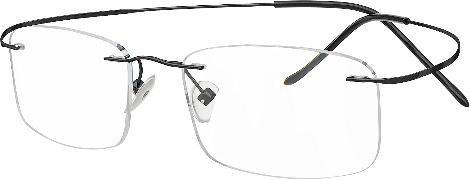 Eyekepper Titanium Rimless Reading Glasses Readers Men Women Black