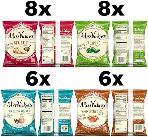 Miss Vickie's Kettle Cooked Potato Chips, Variety Pack, 1.375 Ounce (Pack of 28)