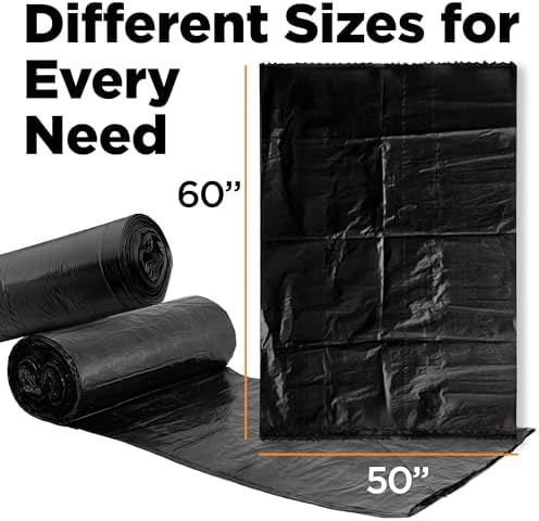 ToughBag 64-65 Gallon Trash Bags, 50x60" Extra Large Trash Can Liners for Toter, (50 Count) Heavy Duty – Made in USA