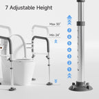 Toilet Safety Rails,Height-Adjustable Toilet Frame Width-Adjustable Toilet Handles Foldable Toilet Rail Provides Support for Seniors ， Pregnant ，Disabled （Gray）