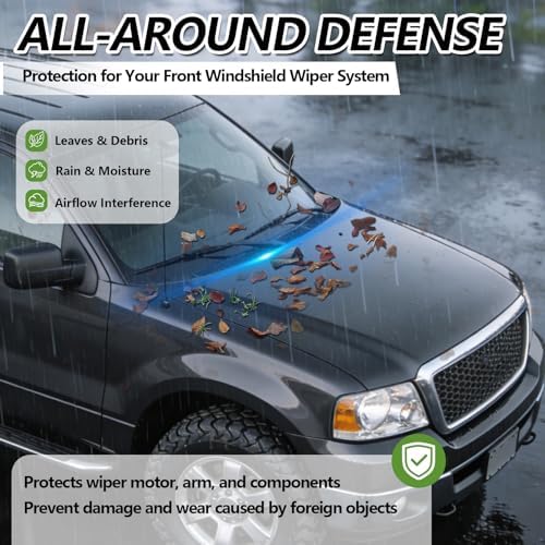 Windshield Wiper Cowl Panel Cover Compatible with Ford F150 2004-2008 & 2006-2007 Lincoln Mark LT, Windshield Cowl Front Window Grille Inserts Panel Cover for 4L3Z-15022A69-AA & 4L3Z-15022A68-BA