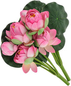2Pcs Artificial Lotus Flower Decor, 12.5inch 7 Head Water Lilies, Outdoor Pond Plants, Silk Artificial Flower Lotus, Household Living Room and Dining Table Decoration (Pink)