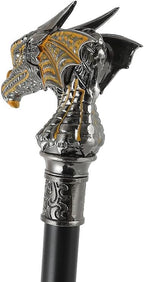 37in's Vintage Style Dragon Silver Cane Alloy Gothic Handmade Cane Fancy Dress Novelty Accessories