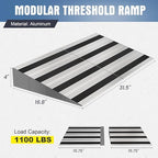 4" Rise Modular Threshold Ramp for Doorways, Stable Wheelchair Ramp for Home Steps, Aluminum Door Ramp and Curb Ramp for Scooters, Power Chairs, Cars, 1100LBS Load Capacity