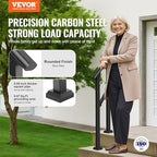 VEVOR Handrails for Outdoor Steps, 1 Step Stair Hand Rail Kit, Transitional Carbon Steel Railings with Installation Kit, Stair Rails for Seniors, Concrete Steps & Porch & Deck, Black Square Tube
