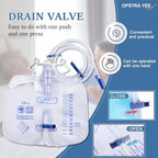 5 Pack 2000ml Urine Drainage Bag with 48" Tube, Leak Proof Anti Reflux with Cross-Shaped Drainage Valve and Dual Hook for Easy Hanging