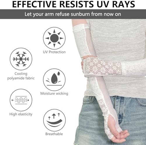 Lace Ice Arm Sleeves for Women, Sleeves to Cover Arms for Women, Sun Flower UV Sleeves