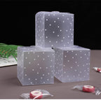 50pcs Frosted Translucent Polka Dots PVC Candy Box Wedding Favors Christmas Party Cube Gift Boxes Sweets Candy Cake Gift Bags (6x6x6cm)