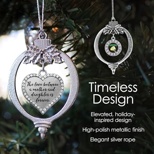 Inspired Silver - Dodgers - Gold Christmas Ornament - Pave Heart Charm Christmas Tree Ornament with Cubic Zirconia - Holiday Hanging Decoration
