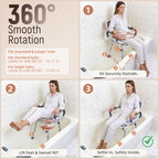 Swivel Shower Chair with Arms & Back, 400lbs Heavy Duty Shower Chair for Elderly and Disabled, Height Adjustable Shower Stool for Inside Shower, Non-Slip Rotating Shower Bench Seat for Tub Transfer