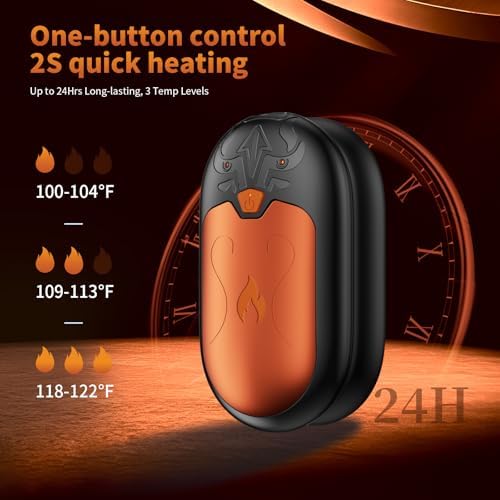 Hand Warmers Rechargeable 2 Pack, Electric Hand Warmer, 24Hrs Long Lasting Magnetic Reusable Hand Warmers with 3 Heat Settings, Portable Pocket Heater, for Men, Women, Camping, Hunting, Golf, Ski
