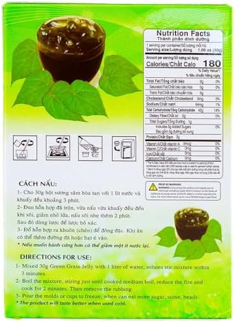 Smile Green Grass Jelly Powder (Bot Suong Sam) – 3 Box x 1.06oz (30g) | Herbal Vietnamese Cooling Jelly | Easy to Make | 100% Natural