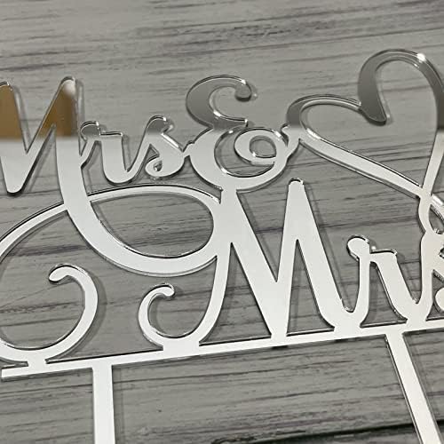 JIEEIN Mrs & Mrs Cake Topper-Wedding and Anniversary Cake Topper-Gay and Lesbian-LGBT Marriage Union,Love is Love (Mirror Silver Acrylic)