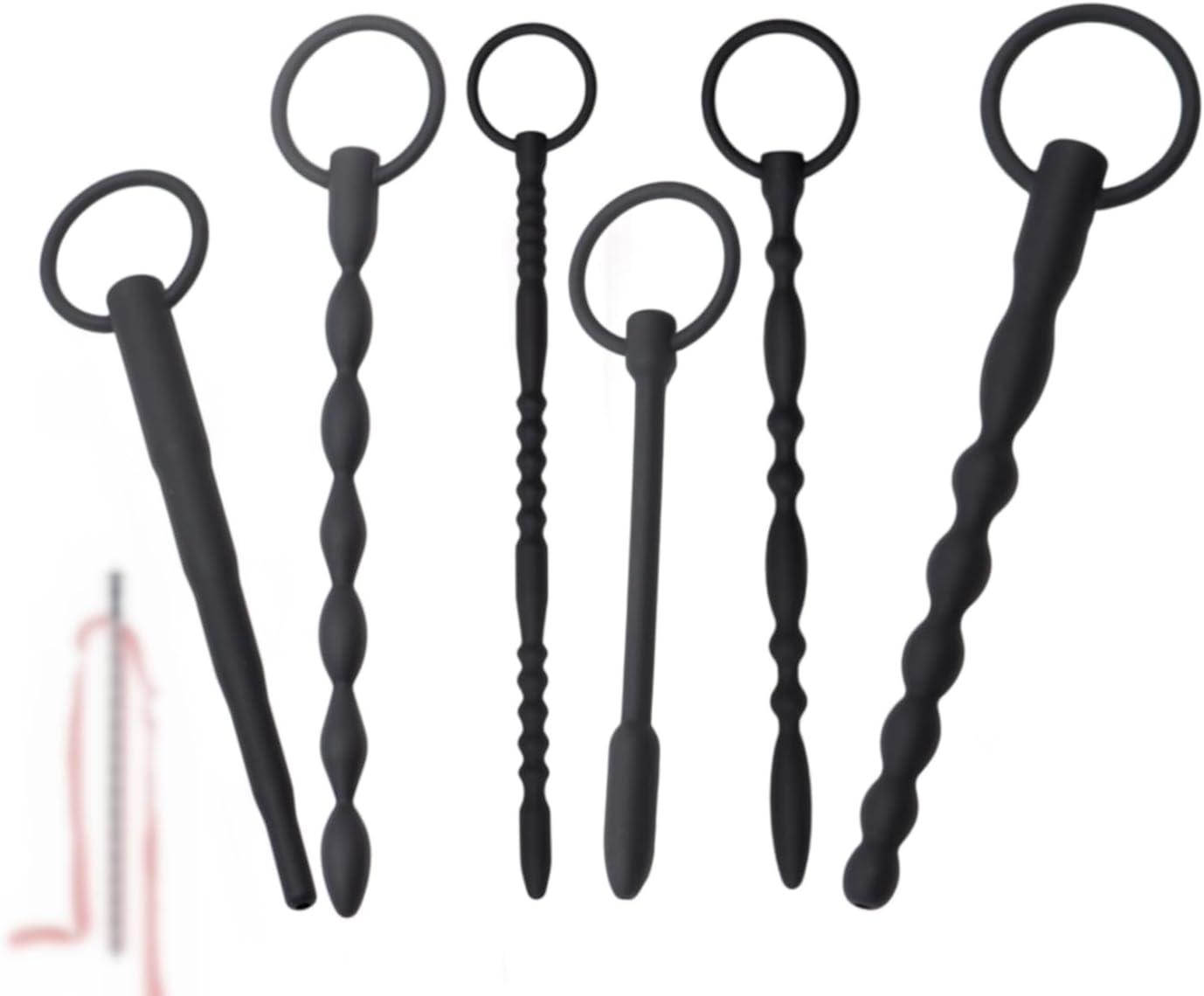Men's Flexible Hollow Fitness Rod Black Lightweight Urethral Probe 6 Types of Workout Accessories-ushlM34 (6PCS)