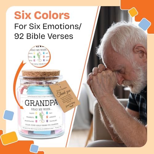 NewEleven Easter Basket Stuffers For Grandpa - Christian Present, Grandpa Gifts From Granddaughter, Grandson - Grandpa Birthday Gift For Grandfather, New Granddad, PaPa - Bible Verse Jar