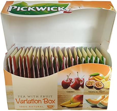 Pickwick Tea Variation Box Orange - 20 Bags with 4 Flavors - Cherry, Tropical Fruit, Mango, and Melon