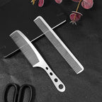 2 Pieces Stainless Steel Fine Tooth Combs for Women, Silver Metal Comb Anti-static Sparse Haircut Comb Unbreakable Teasing Hair Styling Combs with Haircut Beauty Tool for Women Men Barber Supplies