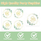 40Pcs Sege Greenery 30th Birthday Decorations for Her Him Eucalyptus-themed Plates and Napkins Set Party Supplies Disposable Sage Tableware for Men Women Happy 30th Birthday Decorations
