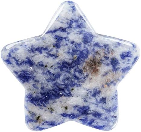 mookaitedecor Set of 5 Star Shape Healing Crystal Pocket Palm Stones, Polished Worry Stone for Reiki Chakra Balancing, Jewelry Making, Home Decoration, Sodalite