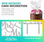 1-piece Wedding Cake Topper – Elegant Mr & Mrs Bride & Groom Acrylic Topper with Mirror Silver Glitter for Weddings & Engagements