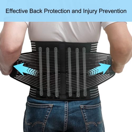 TESETON Back Brace for Men and Women, Support Belt Relief Lower Back Pain Herniated Disc, Sciatica, Scoliosis, Breathable Mesh, Lumbar Support Belt with 8 reinforced Bones 02 Black-S