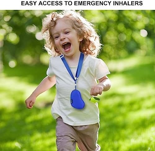 Beautyflier Asthma Inhaler Case Lanyard Holder Keychain Travel Handy Mini Bag for Adults and Kids, Does Not Include Inhaler (Blue)