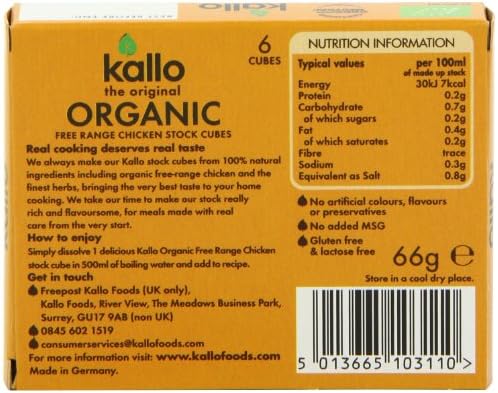 Kallo Organic Chicken Stock Cube 66 g (Pack of 15)