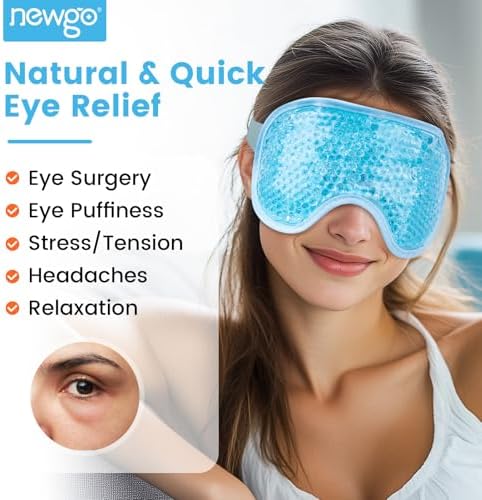 NEWGO Cooling Eye Mask for Puffy Eyes, Cold Eye Mask Eye Ice Pack for After Eyes Surgery, Tension Stress Relief, Itchy Eyes, Headaches, Dark Circles - Blue