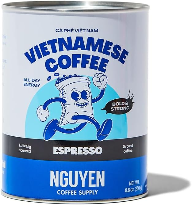Nguyen Coffee Supply Ground Espresso – Bold Vietnamese Coffee, Medium-Dark Roast Espresso Ground Coffee, Strong Full-Bodied Flavor with Dark Chocolate & Caramel Notes (100% Robusta)