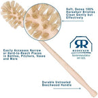 REDECKER Bottle Brush Cleaner - Horsehair and Beechwood Handle for Vases, Pitchers, Mugs, and Baby Bottles, 13-3/4 Inch, Dense Natural Bristles - Wooden Bottle Brush - Bottle Brush Wood Handle