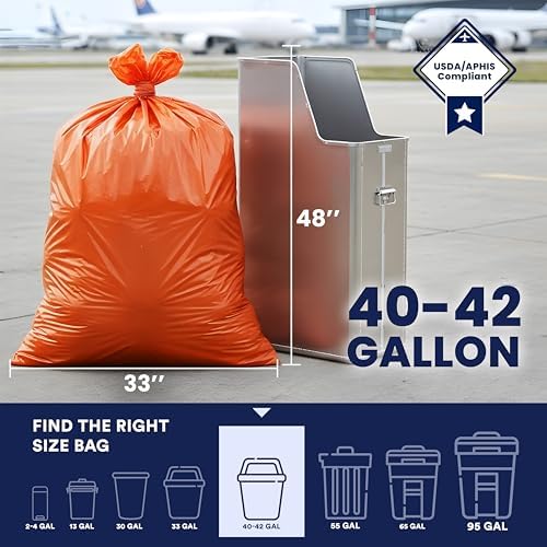 Plasticplace 42 Gallon Trash Bags |3.0 Mil | Orange Heavy Duty Contractor Trash Bags | 33" x 48", 50 Count (Pack of 1)