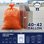 Plasticplace 42 Gallon Trash Bags |3.0 Mil | Orange Heavy Duty Contractor Trash Bags | 33" x 48", 50 Count (Pack of 1)