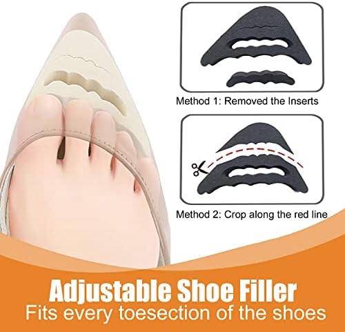 16 Pairs Shoe Filler Heel Pads for Womens Shoes - Shoe Filler for Too Big Shoes Women with Toe Inserts, Toe Inserts for Too Big Fit