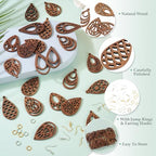 Elecrelive DIY Dangle Earrings Kits 11 Pairs Teardrop Walnut Wood Pendants Natural Wood Earring Blanks with Hooks for DIY Craft Jewelry Making