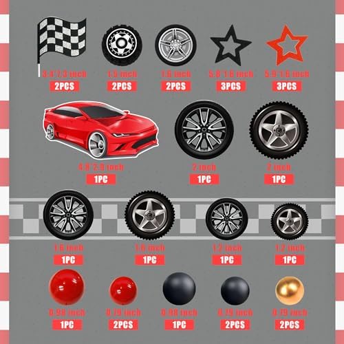 27 PCS Racing Wheel Cake Topper Tyre Cake Decorations for Racing Theme Race Car Birthday Supplies (01)