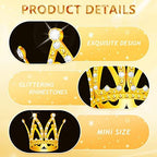 15Pcs Crown Cake Topper, Gold Silver Mini Crowns, Small Crystal Pearl Cupcake Toppers for Flower Arrangements Cupcake Baby Shower Birthday Party Wedding Decor