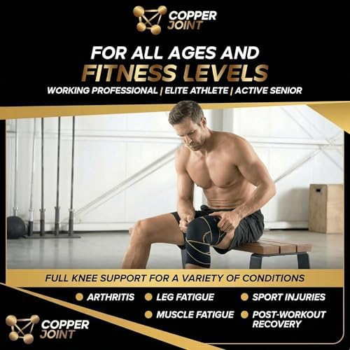CopperJoint Pull On Knee Brace Women Workout - Copper Infused Knee Sleeves for Men, Elastic Compression Knees Support Braces for Fitness, Volleyball, Basketball, Running, Sports XL