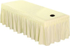 1pcs 190x80cm Bedskirt ONLY Solid Beauty Salon Massage Table Bed Sheet Bedspread Massage Sheet SPA Bed Full Cover with Hole (Beige)